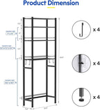 samstar 4 Tier Over The Toilet Storage Rack, Bathroom Organizer Shelves Cabinet Above Toilet, with Adjustable Height Freestanding Shelf Space Saver, Black