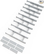 SpaceAid Bamboo Drawer Dividers with Inserts and Labels, Kitchen Adjustable Drawer Organizers, Expandable Organization for Home, Office, Dressers, 10 Dividers with 24 Inserts (17"-22" Gray)