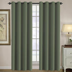 H.VERSAILTEX Green Blackout Curtain for Living Room Thermal Insulated Window Treatment Curtain Extra Long 120 inch Length Energy Saving Solid Blackout Drape, One Panel, Bronze Green, 52" W x 120" L
