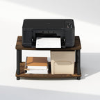 Furinno Turn-N-Tube Printer Stand with Storage, 2-Tier Printer Table, Under Desk Printer Stand, for CPU, Office Supplies, Home Office, Amber Pine