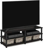 Furinno TURN-S-TUBE TV Stand, 3-Tier Open Frame Design Entertainment Center, TV Console for TV up to 46 Inch, Toolless Assembly, for Living Room, Bedroom, Espresso