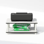 Furinno JUST Printer Stand with Storage, 2-Tier Under Desk Printer Stand, Printer Table, Toolless Assembly, for CPU, Office Supplies, Home Office, White