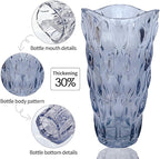 Unbreakable Flower Glass Vase 2.4lb 9.5inch Sparkle vase Bohemian Style, for Centerpieces,Kitchen,Office, Living Room,Wedding,Perfect Home Decor Glass Vase (Gradient Gray)