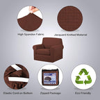 H.VERSAILTEX 2 Piece Couch Cover Stretch Stylish Chair Cover Furniture Cover/Protector Featuring Jacquard Textured Twill Fabric, High Spandex Slipcover Machine Washable (Chair, Burnt Brick)