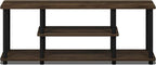Furinno Turn-N-Tube No Tools 3D 3-Tier Entertainment TV Stand up to 50 inch TV, Round Tubes, Columbia Walnut/Black