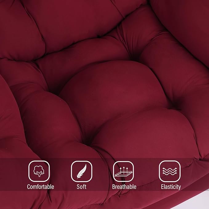 Welnow Lazy Chair for Living Room, Modern Reading Accent Chair with Armrests and a Side Pocket, Leisure Upholstered Lazy Sofa for Small Space, Bedroom, Dorm, Burgundy