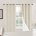 H.VERSAILTEX 100% Blackout Curtains for Bedroom Thermal Insulated Linen Textured Curtains Heat and Full Light Blocking Drapes Living Room Curtains 2 Panel Sets, Bleached Sand, 52x63 Inch