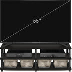 Furinno TURN-S-TUBE TV Stand, 3-Tier Open Frame Design Entertainment Center, TV Console for TV up to 46 Inch, Toolless Assembly, for Living Room, Bedroom, Espresso