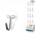 GLUIT Adhesive Wall Hooks for Hanging Heavy Duty 22 lbs Hooks for Walls No Damage, Towel Sticky Clear Hook, Waterproof, Home, Bathroom, Kitchen, Office, and Outdoor 12 Pack