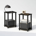 Furinno Simplistic Night Stand Set of 2, 2-Tier Small Nightstand with Open Shelf, Toolless Bedside Table, End Table, Side Table, for Bedroom, Closet, Dorm, Espresso