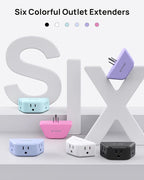 TROND Purple Outlet Extender - Plug Splitter with 3-Prong Grounded Sockets, 3 Way Angled Outlet Adapter, Wall Plug Expander, Cruise Ship Essentials, Compact and Practical for Travel Home Decoration