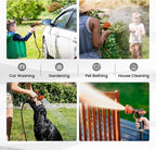 Giraffe Tools Garden Hose 100FT Non-Expandable Lightweight Flexible Water Hoses Burst 600 psi with 9 Spray Function Nozzle Heavy Duty Hose