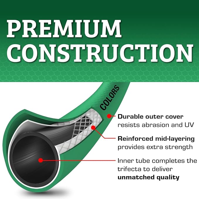 Flexzilla Colors Lead-In Garden Hose 5/8in. x 10ft., Lightweight All-Weather Water Hose, Durable and Flexible, Leak-Free Connections, Forest Green
