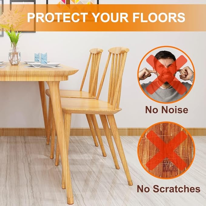 24 Pcs Chair Leg Floor Protectors for Hardwood Floors, Silicone Covers with Felt Pads, Furniture Leg Caps, Reduce Noise, Anti-Scratch, Fit (15/16" to 1-5/16")