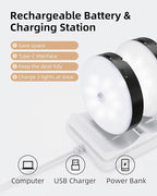 EZVALO Under Cabinet Lighting with Charging Station,1000mAh Rechargeable Puck Lights with Remote, 3 Color Temps & 12 RGB Closet Lights, Dimmable Motion Sensor Lights for Shelf, Kitchen (6 Packs)