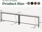 SUPERJARE 110.2 Inch Sofa Table with Power Outlets and USB-C Ports, 5.9 Inch Narrow Console Tables, Entryway Hallway Couch Tables with Storage, Behind Sofa, Small Spaces, Living Room, Oak