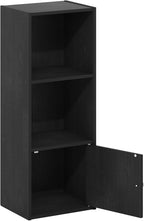 Furinno LUDER Book Shelf, 3-Tier Modern Bookshelf, Bookcase with 1 Door Storage Cabinet, 9.3 x 12 x 31.5, for Organization and Storage, for Living Room, Bedroom, Home Office, Blackwood