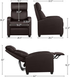 Yaheetech Recliner Chair Faux Leather Recliner Sofa Adjustable Modern Seat Club Chair Home Theater Seating Brown