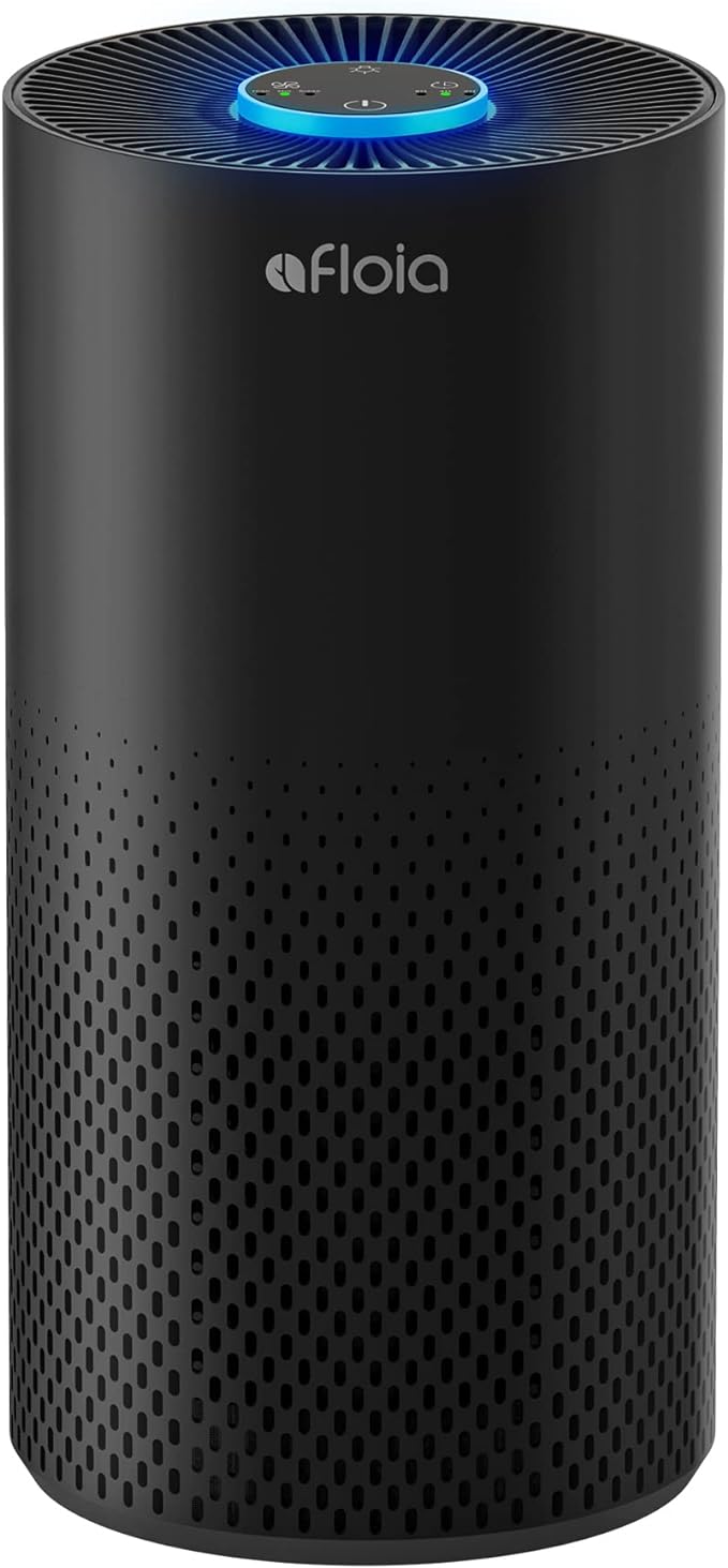 Afloia Air Purifiers for Home Large Room Up to 1076 Ft², 3-Stage Filter Air Purifier for Bedroom 22 dB, Air Purifiers for Pets Dust Dander Mold Pollen Odor Smoke, Kilo White, 7 Colors Light