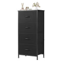 Dresser for Bedroom with 4 Drawers, Anti-Tip Tall Fabric Chests Storage Organizer Tower Furniture with Wooden Top Metal Frame for Clothes, Closet, Living Room, Hallway, Entryway