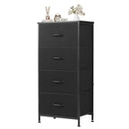 Dresser for Bedroom with 4 Drawers, Anti-Tip Tall Fabric Chests Storage Organizer Tower Furniture with Wooden Top Metal Frame for Clothes, Closet, Living Room, Hallway, Entryway