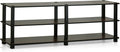 Furinno TURN-S-TUBE TV Stand, 3-Tier Open Frame Design Entertainment Center, TV Console for TV up to 46 Inch, Toolless Assembly, for Living Room, Bedroom, Dark Brown
