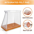 24 Pcs Chair Leg Floor Protectors for Hardwood Floors Square Silicone Covers to Protect Wood Tile Floors Felt Pads Furniture Leg Caps Anti-Scratch Reduce Noise (Fit:1-5/8" to 1-3/4")