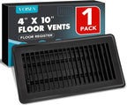 VOISEN Floor Register, 4" x 10" Floor Vents, Steel Adjustable Air Supply Grille Register Vent Cover Grill for Sidewall and Floor(Black)