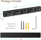 Mop and Broom Holder Wall Mount - Black Broom Mop Hanger - Wall Mounted Garden Tool Rack Organizer for Closet Garage Laundry Room Kitchen Decor With 5 Slots & 4 Hooks