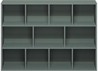 Furinno LUDER Book Shelf, 11-Cube Bookshelf, Reversible Bookcase, 9.4 x 29.1 x 41.7, Easy Assembly, for Living Room, Bedroom, Home Office, Sage Green