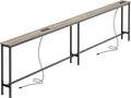 SUPERJARE 102.3 Inch Sofa Table with 2 Power Outlets and USB-C Ports, 5.9 Inch Narrow Console Table with Storage, Extra-Long, for Entryway Hallway Couch Behind Sofa, Small Spaces, Oak