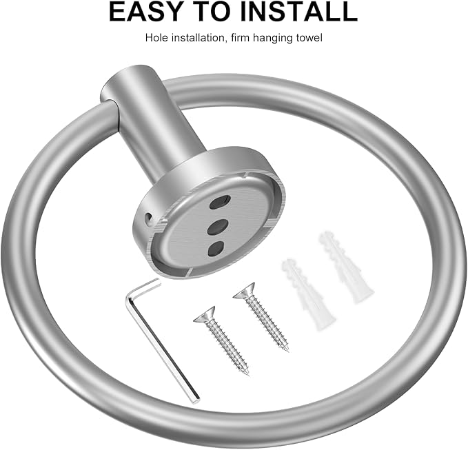 SetSail Towel Holder for Bathroom Wall Silver Towel Ring Stainless Steel Hand Towel Holder Heavy Duty Towel Hanger for Bath, Kitchen Drill Hole