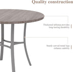 VECELO 36" Round Dining Table for 4, Wood Grain Dinette with Metal Frame for Kitchen, Apartment, Home, Space-Saving, Elegant Grey