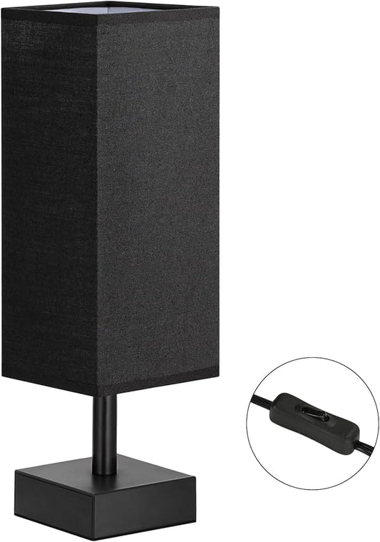 aooshine Black Small Table Lamp - Bedside Lamp for Bedroom, Minimalist Nightstand Light with Black Base