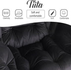 Tiita Lazy Chair with Ottoman, Black Modern Large Accent Chair, Comfy Leisure Sofa Armchair with Ottoman, Reading Chair with Footrest for Bedroom, Living Room, Dorm Rooms, Velvet Black