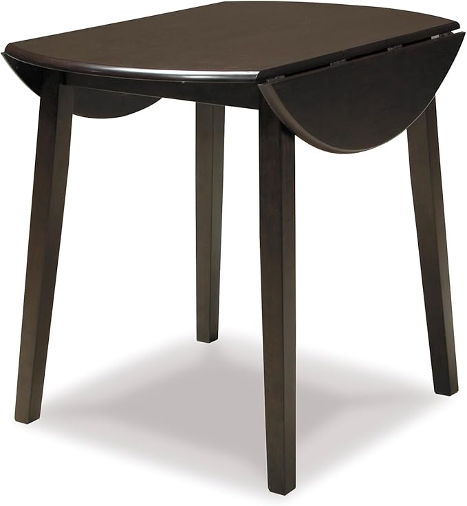 Signature Design by Ashley Hammis Round Dining Room Drop Leaf Table, Seats up to 4, Hinged Drop Leaves, Wood, 36.38" W x 36.38" D x 29.88" H, Dark Brown