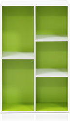 Furinno LUDER Book Shelf, 5-Cube Bookshelf, Reversible Bookcase, 9.4 x 19.5 x 31.5, Easy Assembly, for Living Room, Bedroom, Home Office, White/Green
