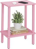 TUTOTAK End Table, Side Table, Nightstand, 2-Tier Storage Shelf, Sofa Side Table for Small Space, Living Room, Bed Room Pink TB01BP034