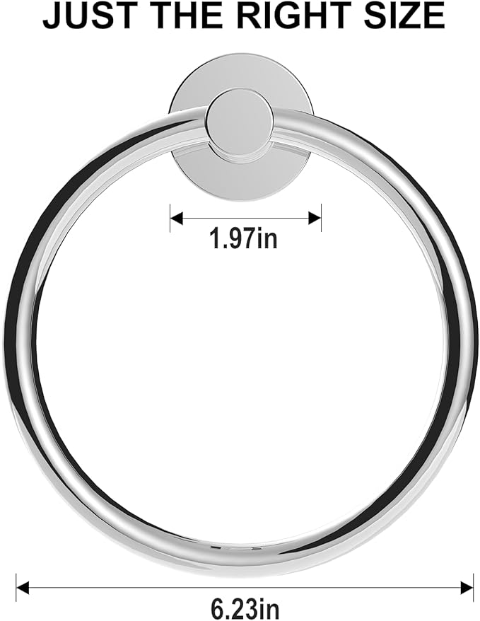 SetSail Towel Holder for Bathroom Wall Screw-in 3 Packs Towel Ring Stainless Steel Heavy Duty Hand Towel Hanger for Bathroom, Mirror Silver