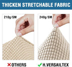 H.VERSAILTEX 3 Piece Stretch Sofa Covers for 2 Cushion Loveseat Couch Covers for Living Room Sofa Slipcovers (Base Cover Plus 2 Seat Cushion Covers) Thicker Jacquard Fabric(Medium Sofa, Natural)
