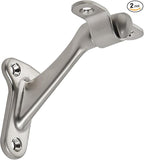 khtumeware 2 Pack 3 Inch Satin Nickel Hand Rail Bracket Heavy Duty Hardware for Stairways, Home or Office Stair Support Handrail Brackets