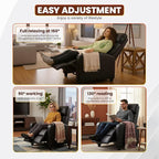 BestMassage Recliner Chair with Adjustable Backrest & Footrest, PU Leather Armchair with Lumbar Support for Living Room, Home Theater, Bedroom (Dark Black)