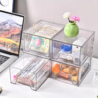 6 Pack Stackable Makeup Organizer, 4.4'' Tall Acrylic Bathroom Makeup Organizer and Storage Drawer with Pull-out Handle, Clear Plastic Storage Bins for Vanity,Pantry,Desk,Undersink,Kitchen