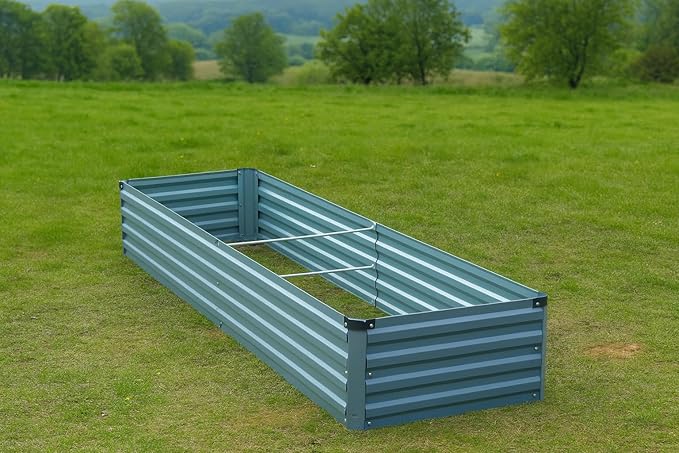 2 Pack 8x2x1FT Galvanized Raised Garden Beds Kit Outdoor Metal Gardening Planter Box for Vegetable Elevated Flower Herbs,Gray