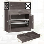 Shintenchi Kitchen Buffet Cabinet with Adjustable Shelf, Modern Kitchen Storage Cabinet,Farmhouse Coffee Bar Cabinet（Ash Grey）
