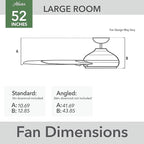 Hunter 52 inch Outdoor or Indoor Ceiling Fan No Light - Silver Ceiling Fan without Light, For Patio, Porch, Garage, or Living Room, Standard Mount, 3 Blades, Pull Chain - Cassius 59262, Matte Silver