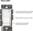 Lutron Diva LED+ Dimmer Light Switch for Dimmable LED, Halogen, and Incandescent Bulbs, 150 Watt, Single-Pole or 3-Way, DVCL-153P-WH, White (2-Pack)