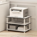 Furinno JUST Printer Stand with Storage, 3-Tier Under Desk Printer Stand, Printer Table, for CPU, Office Supplies, Home Office, White