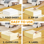 SpaceAid 12 Pack Bed Sheet Organizers and Storage, Foldable Organizer for Linen Closet, Set Folder Keeper With Window XL (Queen & King Size) Bedding Container (Beige)