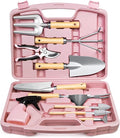 12-Piece Womens Gardening Tools Gift Set, Rust-Proof & Heavy-Duty Garden Tools with Durable Carrying Case, Fashionable & Thoughtful Gardening Gifts for Women&Men (Pink-Silver)